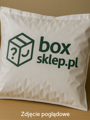 Zamknięta paczka z logo boxsklep.pl – mystery box z palety Amazon, 5 produktów