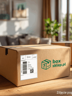 Zamknięty karton z logo boxsklep.pl – box amazon z 10-15 losowymi produktami